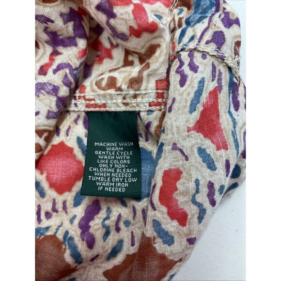Lauren Ralph Lauren lightweight Western aztec Button Down roll‎ tab size 1X - Picture 7 of 16